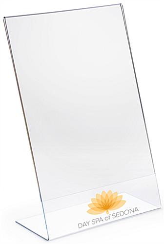 Workshop Series 11 x 17 Acrylic Sign Holder with Slant Back, Custom Printed - Clear