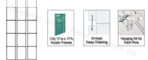 Workshop Series (12) 11 x 17 Ceiling Sign Holders with Chains and S Hooks - Clear