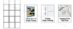 Workshop Series (12) 8.5 x 11 Ceiling Sign Holders with Chains and S Hooks - Clear