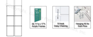 Workshop Series (6) 11 x 17 Ceiling Sign Holders with Chains and S Hooks - Clear