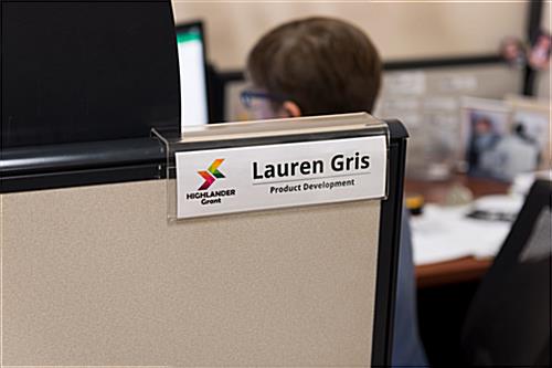 Workshop Series 8.5”w x 2.5”h 2-Sided Cubicle Name Tag Holder for 1.5" Walls - Clear - Image 4