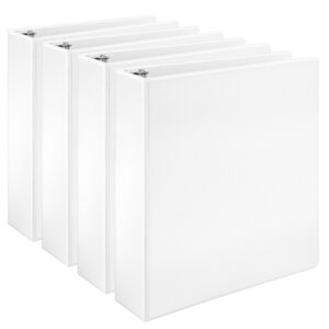 TOPS Non-Stick View Binder, 2", D-Ring, White, 4 ct