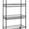 NSF Commercial Heavy Duty 4 Tier Wire Shelving w/Two Rectangle Baskets, Wheels, Leveling Feet, Storage Metal Shelf,