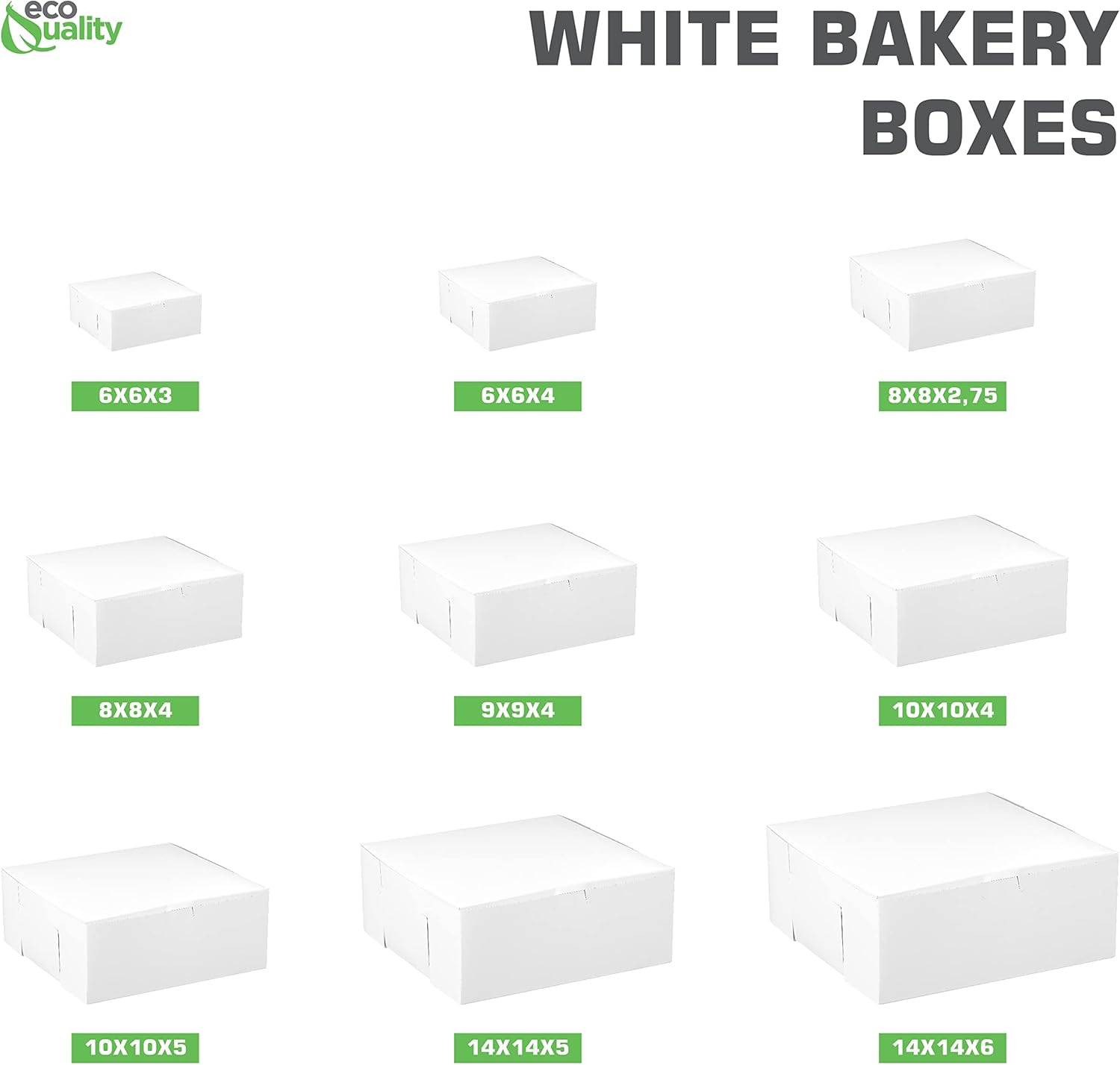 10 x 10 x 5 White Bakery cakes, cookies, pastries, desserts Boxes 100 PCS - Image 2