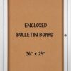 24 X 36 Enclosed Cork Board with Locking Door - Silver Weatherproof, Wall Display Case with Swing-Open Door