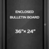 24 X 36 Enclosed Bulletin Board with Locking Door - Black Weatherproof, Lockable Fabric Noticeboard with Aluminum Frame, Wall Display Case with Swing-Open Door
