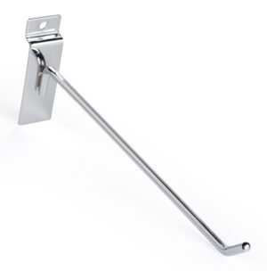 10” Metal Slatwall Peg Hook, Angled Tip, Set of 25 - Chrome