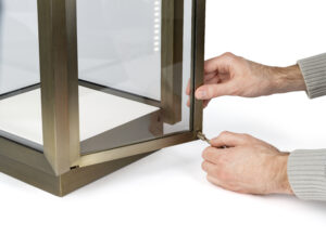 11.5” Glass Display Case w/ LED Lighting, Rear Sign Channel, Countertop – Bronze