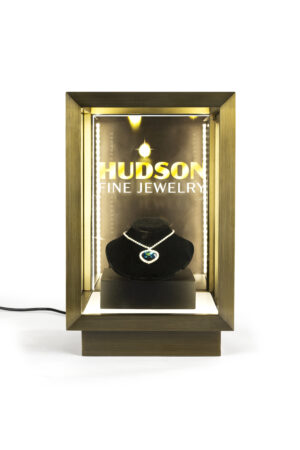 11.5” Glass Display Case w/ LED Lighting, Rear Sign Channel, Countertop – Bronze