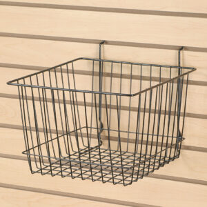 12 x 12 Wire Basket for Gridwall or Slatwall, 8" Deep, Square - Black