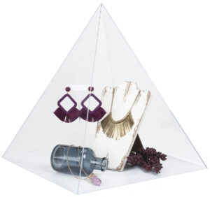 14 x 15 Baseless Pyramid Countertop Display Case with Lift-Off Top - Clear