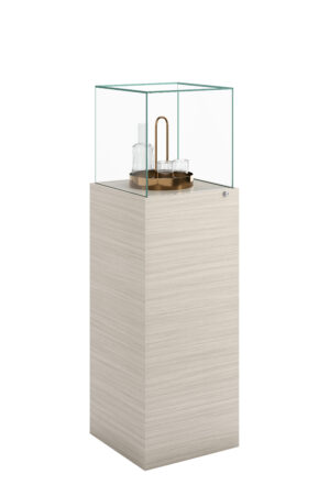 17.5" w Pedestal Showcase Display, Locking, Lift-Off Top - Concrete Groovz