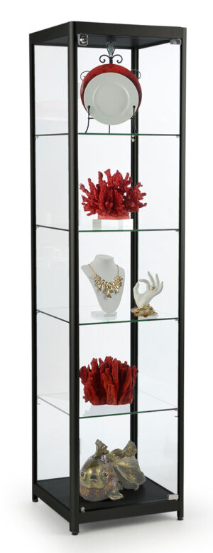 18" DIY Display Case, Adjustable Shelves & Locking Hinged Door, Unassembled - Black