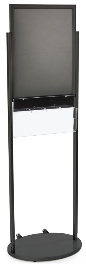 18" x 24" Floor Standing Sign Holder with Literature Holders, Wheels - Black