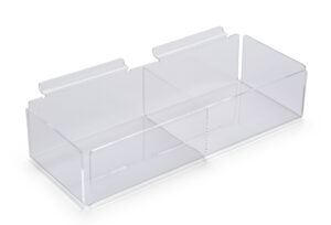 2-Pocket Slatwall Accessory Bin, Rectangular - Clear Acrylic