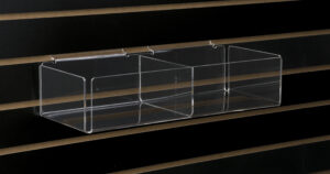 2-Pocket Slatwall Accessory Bin, Rectangular - Clear Acrylic