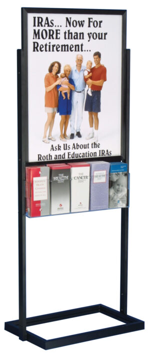 22" x 28" Floor Standing Poster Holder with 5 Literature Pockets