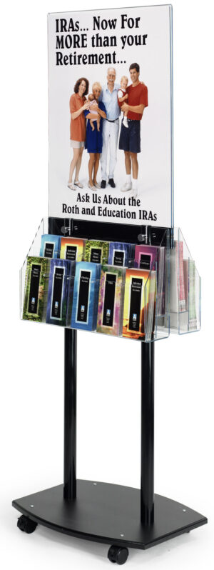 22" x 28" Floor Standing Sign Holder w/ Front and Back Literature Pockets, Wheels
