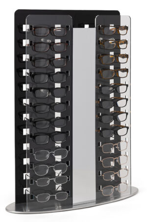 23" W x 30"H Acrylic Eyewear Display w/ 24 Frame Capacity - Clear and Black