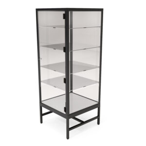 24" Glass Showcase Tower w/ LED Lighting, Locking Door, and Adjustable Shelves
