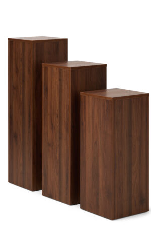 3-Piece Wood Grain Pedestal Set with Tiered Heights, 12.5