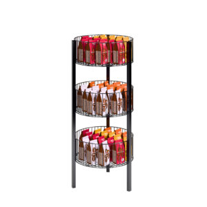 3-Tier Round Wire Dump Bin w/ Space Saving Footprint and Easy Assembly