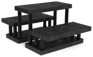 36"w Garden Center Shelving Display, Double-Sided, Weatherproof, 3-Tiers - Black