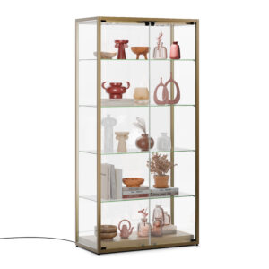 37"w Tempered Glass Display Case, Locking Doors, Height Adjustable Shelves