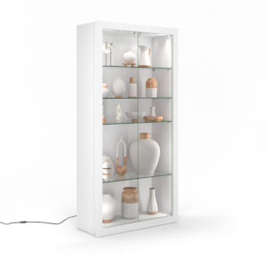 39" Retail Glass Display Cabinet, Two Doors, LED Lighting, Locking - White