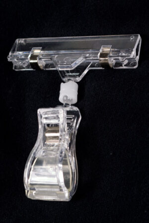 4-inch Clip-on Sign Holder for 1-in Edges, Holds 0.25" Cardstock, Set of 100 - Clear