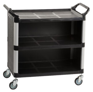 40"w Enclosed Bus Cart, 3 Shelves - Black
