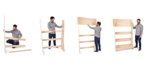 44 x 67.5 Multi-Tier Shelving Display, Custom Printed, Collapsible Design - Natural