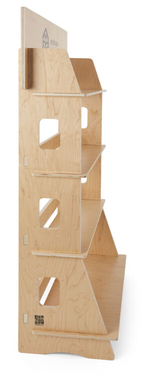 44 x 67.5 Multi-Tier Shelving Display, Custom Printed, Collapsible Design - Natural