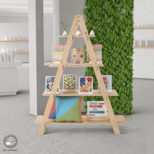 47 x 65.25 Multi-Tier Shelving Display, Floor Standing, Collapsible Design - Natural