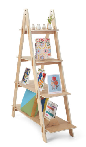 47 x 65.25 Multi-Tier Shelving Display, Floor Standing, Collapsible Design - Natural