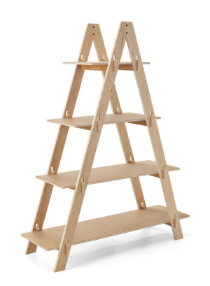 47 x 65.25 Multi-Tier Shelving Display, Floor Standing, Collapsible Design - Natural