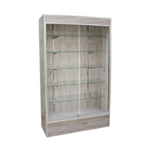48" Barnwood Display Case w/ Locking Door, LED lighting, and Adjustable Shelves