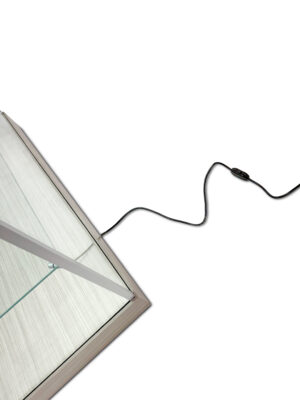 48” Frameless Display Case w/ 5 Tempered Glass Shelves, LED Lights - Concrete Groovz