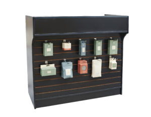 48" Ledgetop Service Counter with Slatwall Front, Cash Drawer, and Adjustable Shelves