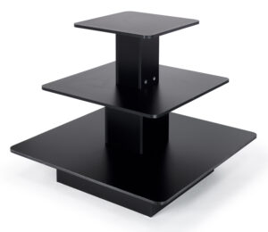 48 x 48-Inch Tiered Display Table w/ 3 Shelves, Square - Black