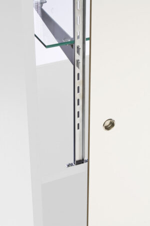 5' Display Cabinet w/ White Finish, Adjustable Tempered Glass Shelf & Sliding Doors