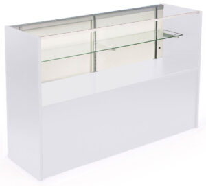 5' Display Cabinet w/ White Finish, Adjustable Tempered Glass Shelf & Sliding Doors