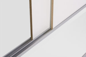 5' Display Cabinet w/ White Finish, Adjustable Tempered Glass Shelf & Sliding Doors