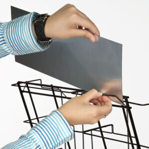 5-Tiered Wire Literature Floor Stand, Open Shelves, Sign Clip, 22.5 x 44.5 - Black