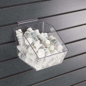 5.5 x 7.5 Slatwall Accessory Bin with Angled Front - Clear Acrylic