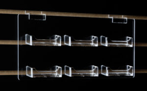 6-Pocket Acrylic Business Card Holder for Slatwall - Clear