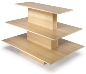 60 x 42-Inch Tiered Display Table w/ 3 Shelves, Rectangular - Maple