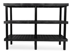 66"w Garden Center Shelving Display, Grid Top, Weatherproof, 3-Tiers - Black