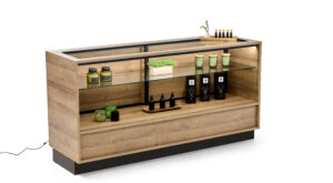 72" Wooden Display Showcase w/Locking Door, Adjustable Shelf and LED Lights