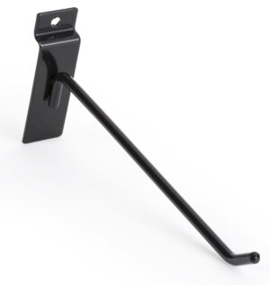 8" Metal Slatwall Peg Hook, Angled Tip, Set of 25 - Black